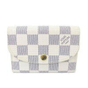 Louis Vuitton Porte Monnaie Wallet Rosary Rose Pink Ballerine Damier Azur White